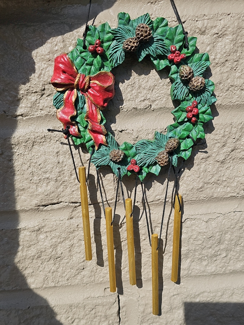 Christmas wreath wind chime